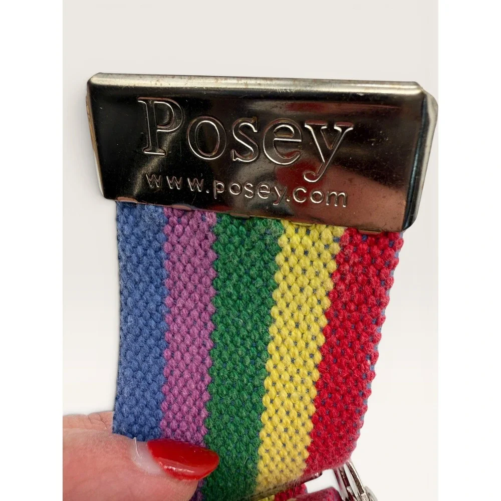 Posey Rainbow Striped Belt Cotton Webbing Quick Release Buckle 46